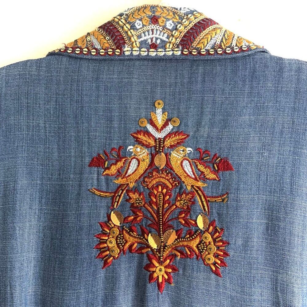 New✨ SOFT SURROUNDINGS Embroidered Tencel Topper (Sz M) - Picture 6 of 13
